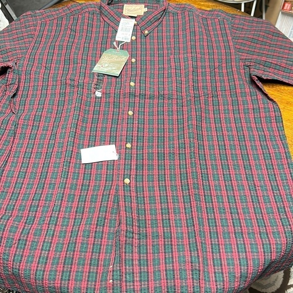 Woolrich short sleeve nwt holiday plaid size xxl outdoor rugged wear 💯 cotton - Picture 3 of 9